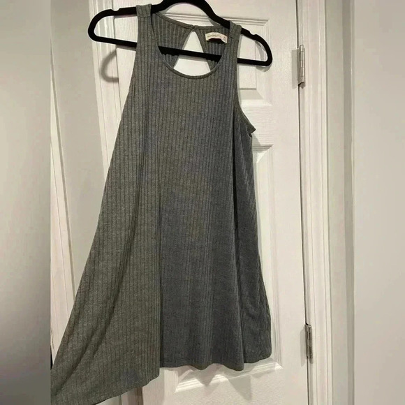 Abercrombie & Fitch Soft Gray Ribbed Open Back Sleeveless Tank Dress Size M - Picture 1 of 11